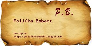 Polifka Babett névjegykártya